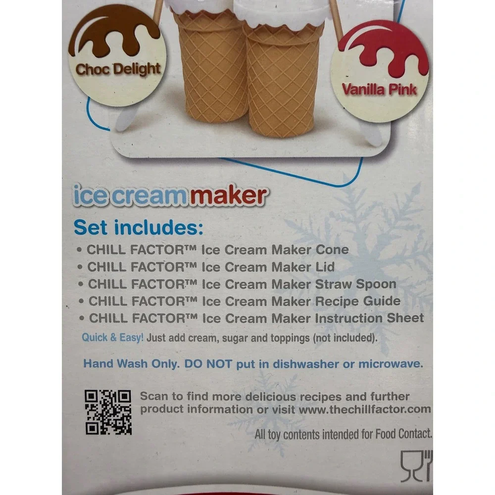 Chill Factor Ice Cream Maker Soft Serve Squeeze Cone Tan White New in Box